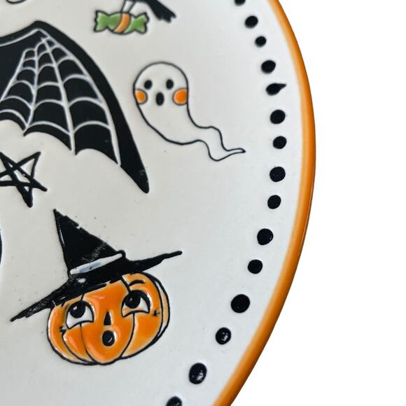 Eli + Ana Halloween CREEP SHOW Salad Plates 8in Set 2 Ceramic Vintage Inspired - Picture 6 of 10